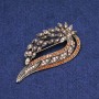 Clearance! Flower Brooch with Rhinestones, Gold-Tone Metal, 38x72mm