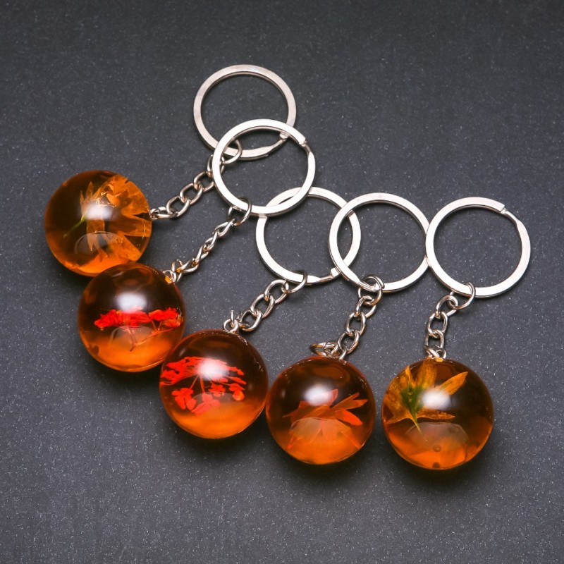 Flowers in Resin Keychain, Assorted, Length 9cm (Price per 1 pc.)