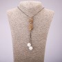Tie Pendant with Yellow Rhinestones on Long Chain, Black Gold Metal, Diameter 16x48mm, Length 70cm