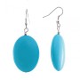 Drop Earrings with Oval Smooth Turquoise Cabochons, 24x34mm