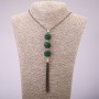 "Trio" Pendant with Green Rhinestones on Long Chain, "Black Gold" Metal, Diameter 16x155mm, Length 70cm