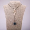 Rhinestone Pendant on Long Chain, "Black Gold" Metal, Diameter 113x23mm, Length 70cm