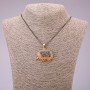 "Hedgehog" Pendant with Black Rhinestones on Long Chain, "Black Gold" Metal, Diameter 30x39mm, Length 70cm