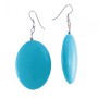 Drop Earrings with Oval Smooth Turquoise Cabochons, 65x40mm