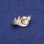 French Horn Brooch with Rhinestones, Gold-Tone Metal 16x27mm