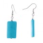 Drop Earrings with Rectangular Smooth Turquoise Cabochons, 14x25mm