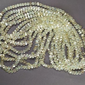 Swarovski-Style Crystal Beads, Yellow Transparent Faceted Ball with Petrol Coating, Diameter 5x4mm, Strand Length 48cm