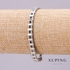 Xuping Bracelet, Double "Dot-Dash" Weave, Thickness 6mm, Length 18cm, Rhodium