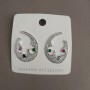 Xuping Stud Earrings with Multicolor Rhinestones, 25x35mm, Rhodium