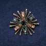 "Order of Beauty" Brooch 45x40mm, Yellow & Blue Rhinestones, Gold-Tone Metal