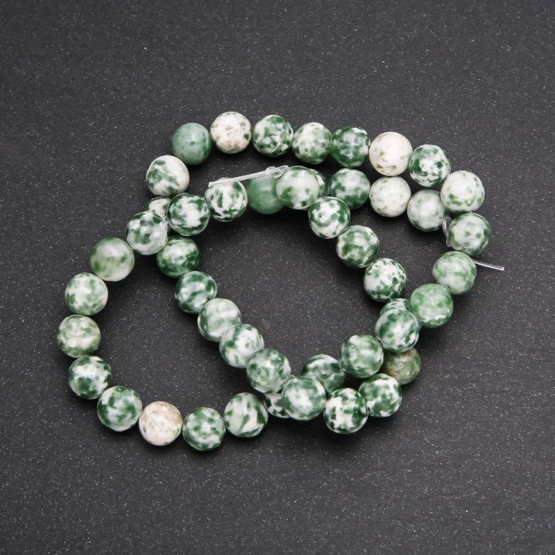 Moss Agate Smooth Round Beads on String, Diameter 8 (+/-) mm, Length 38cm