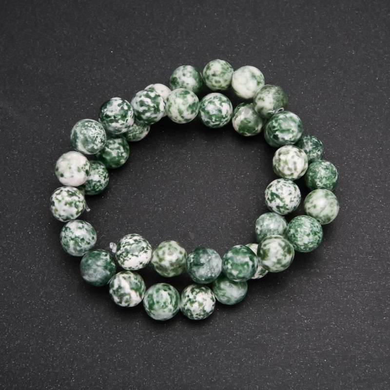 Moss Agate Smooth Round Beads on String, Diameter 10 (+/-) mm, Length 38cm