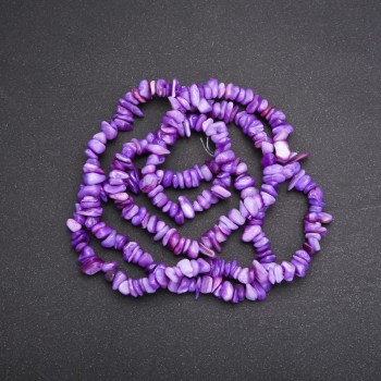 Beads on Fishing Line, Tinted Mother-of-Pearl Chips, Diameter 7 (+/-) mm, Length 80cm