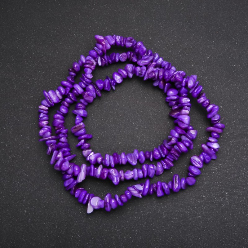 Beads on Fishing Line, Tinted Mother-of-Pearl Chips, Diameter 7 (+/-) mm, Length 80cm