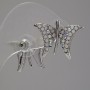 Butterfly Stud Earrings, Chameleon Rhinestones, Silver-Tone Metal, 2.2cm