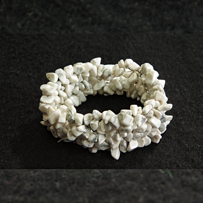 Elastic Cacholong Bracelet, Wide Chip, ~30mm Thick, 18cm+ Length