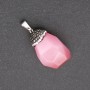 "Acorn" Pendant made of Pink Cat's Eye Stone, 32x20(+-)mm