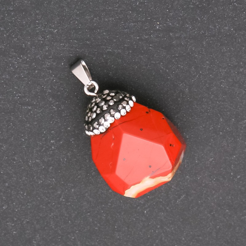 "Acorn" Pendant made of Red Jasper Stone, 32x20(+-)mm