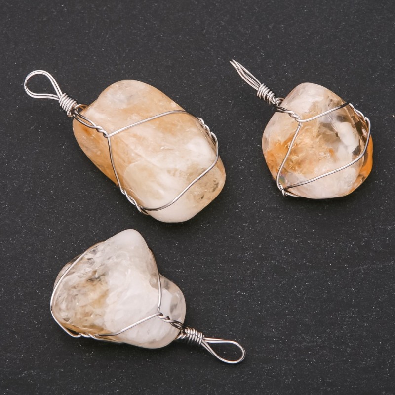 Citrine Pendant in Wire Wrap 20x30(+-)mm