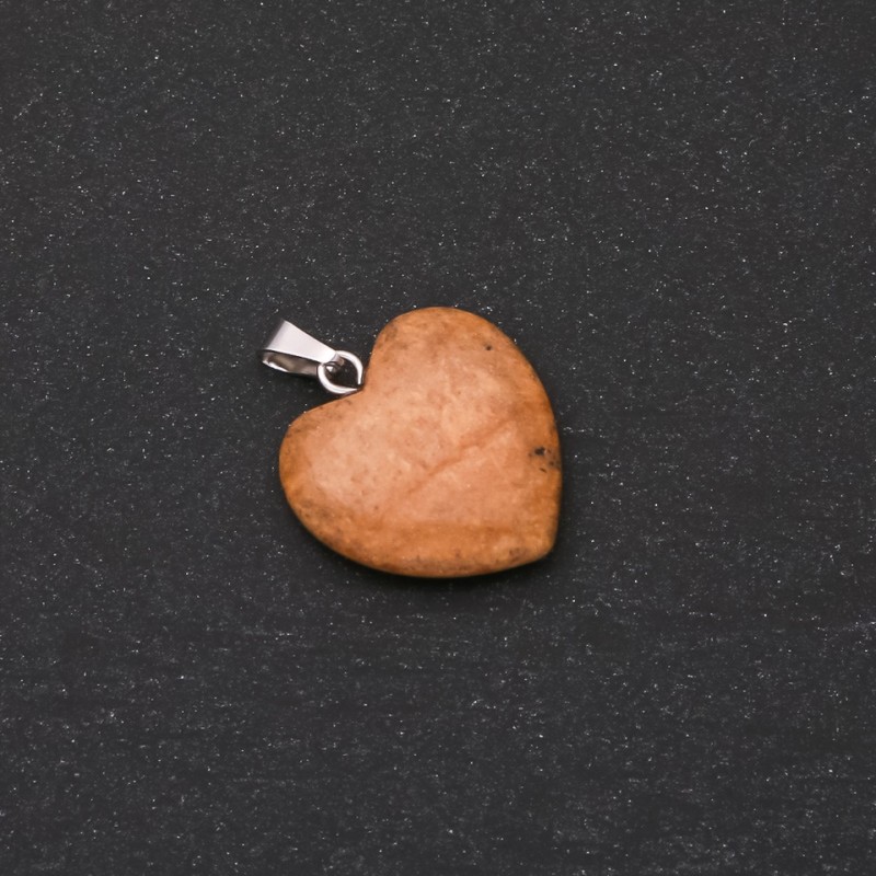 "Heart" Pendant made of Natural Picture Jasper, 28x19x19mm (+-)