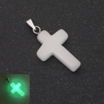 Onyx Cross Pendant 18x27mm, Green Glow