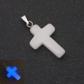 Onyx Cross Pendant 18x27mm, Blue Glow