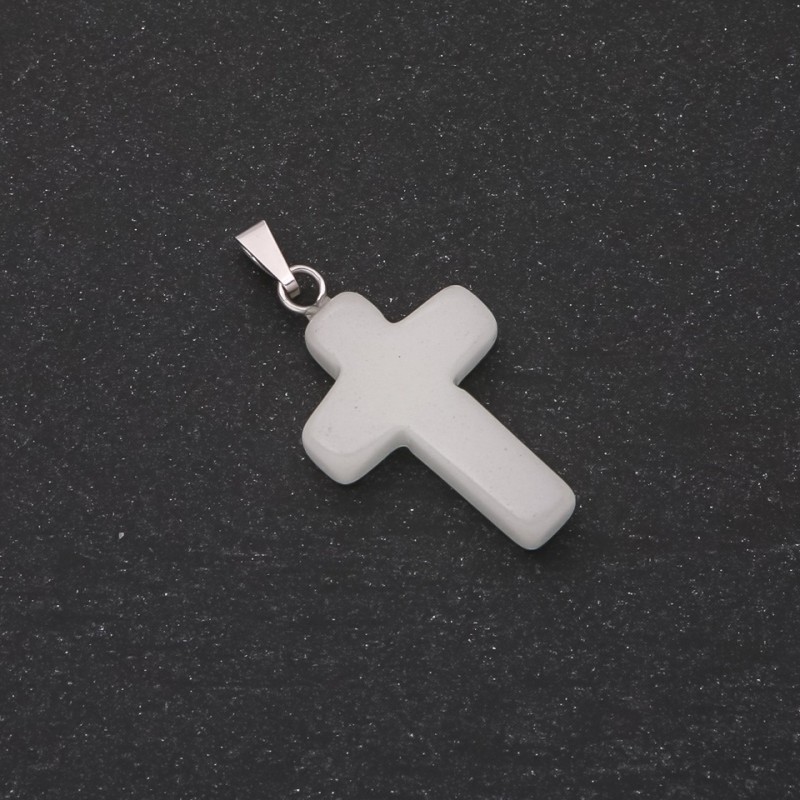 Onyx Cross Pendant with Turquoise Glow, 18x27mm+