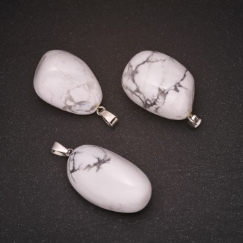 Cacholong Natural Stone Pendant 22x35(+/-)mm
