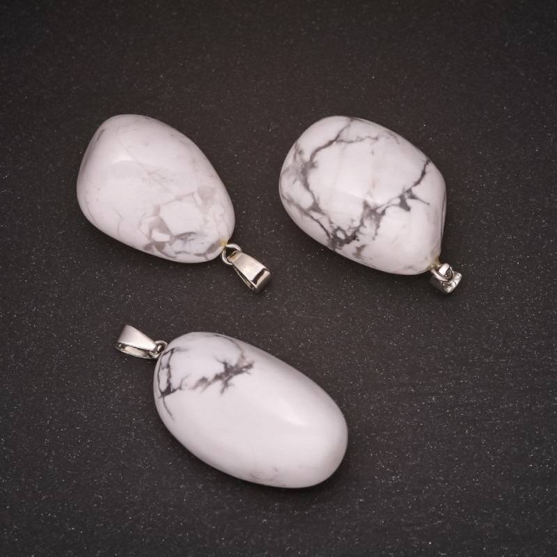 Cacholong Natural Stone Pendant 22x35(+/-)mm