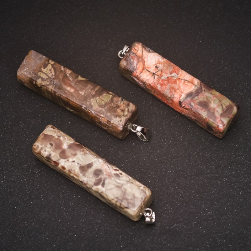Picasso Jasper Natural Stone Pendant 13x54(+/-)mm