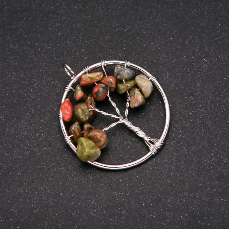 Pendant "Tree of Happiness" Heliotrope, 30mm Diameter