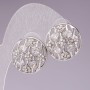 Circle Stud Earrings with White Rhinestones, Silver-Tone Metal, 2cm