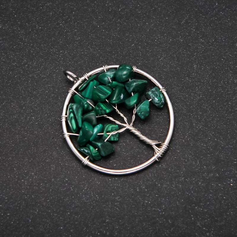 Pendant "Tree of Happiness" Malachite, 30mm Diameter
