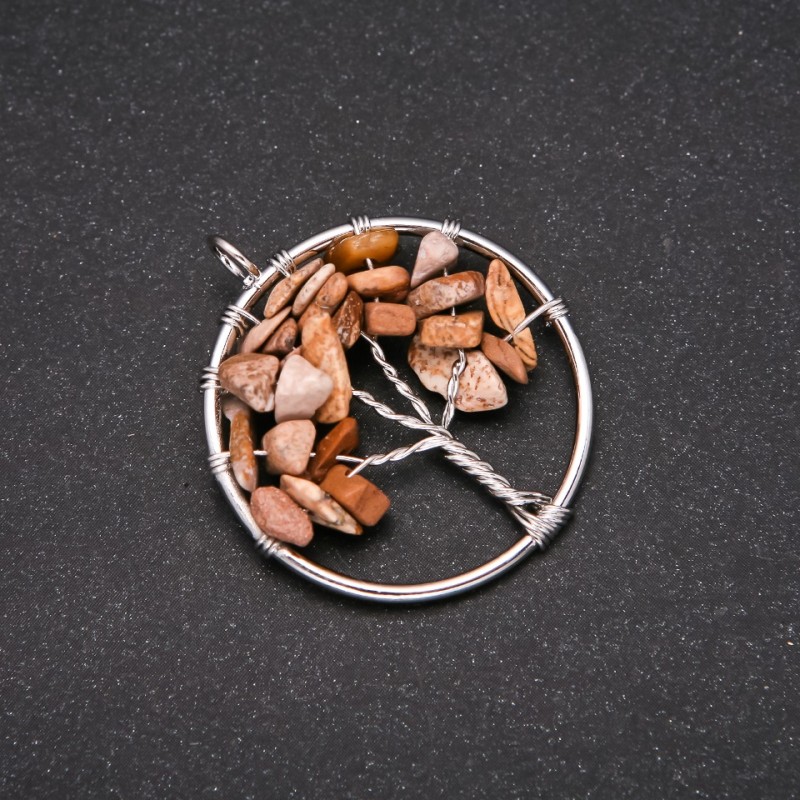 Pendant "Tree of Happiness" Landscape Jasper, 30mm Diameter