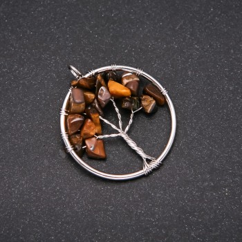 Pendant "Tree of Happiness" Tiger's Eye, 30mm Diameter