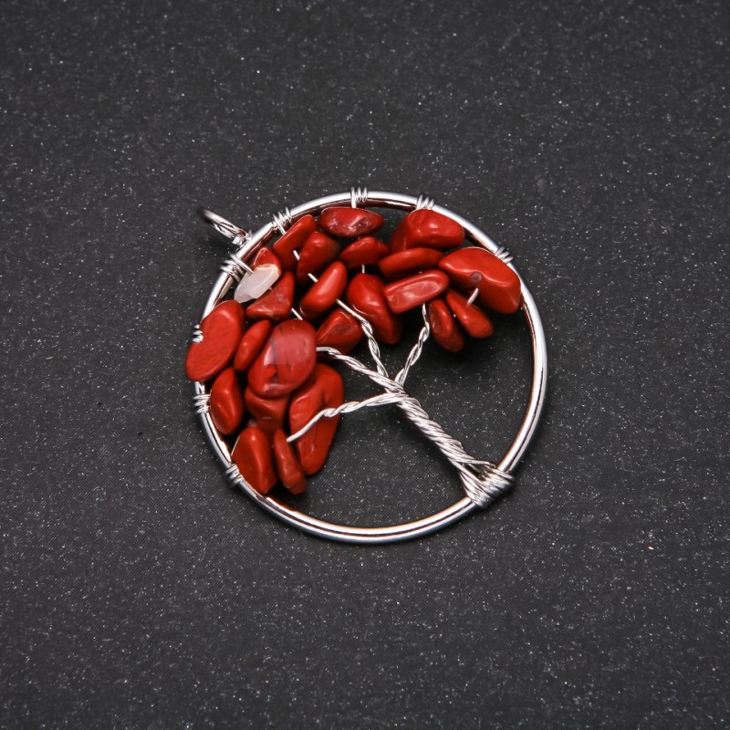 Pendant "Tree of Happiness" Red Jasper, 30mm Diameter