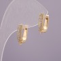 Earring Hooks with Rhinestones, Yellow Metal, 15x13x4mm, Pair