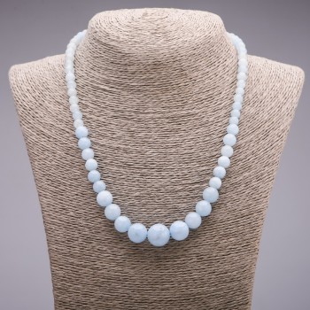 Aquamarine (Imitation) Necklace, Graduated Round Beads, Diameter 6-14mm, Length 45cm