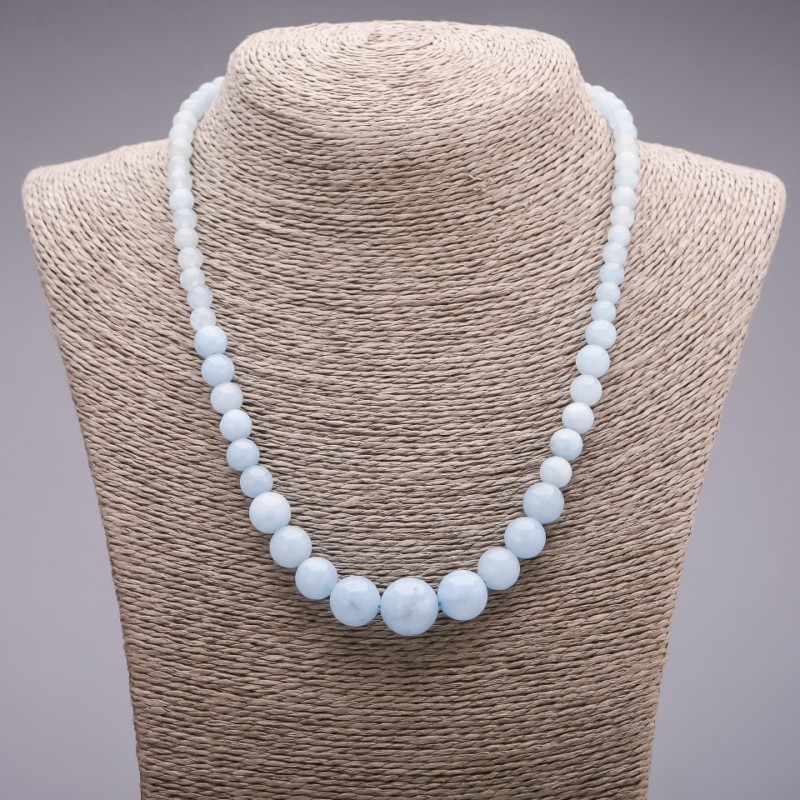 Aquamarine (Imitation) Necklace, Graduated Round Beads, Diameter 6-14mm, Length 45cm