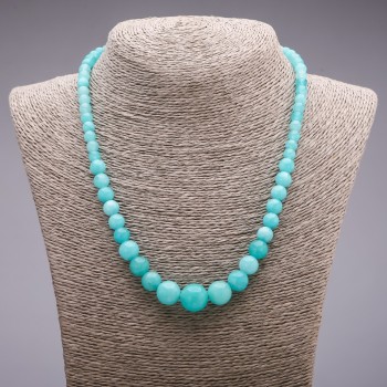 Aquamarine (Imitation) Necklace, Graduated Round Beads, Diameter 6-14mm, Length 45cm