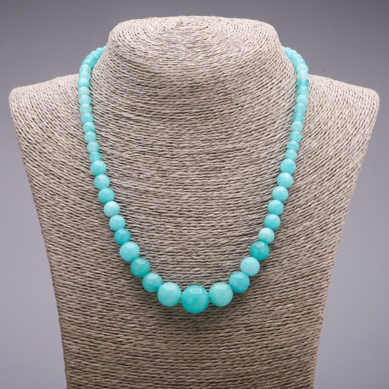Aquamarine (Imitation) Necklace, Graduated Round Beads, Diameter 6-14mm, Length 45cm