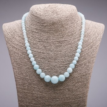 Aquamarine (Imitation) Necklace, Graduated Round Beads, Diameter 6-14mm, Length 45cm