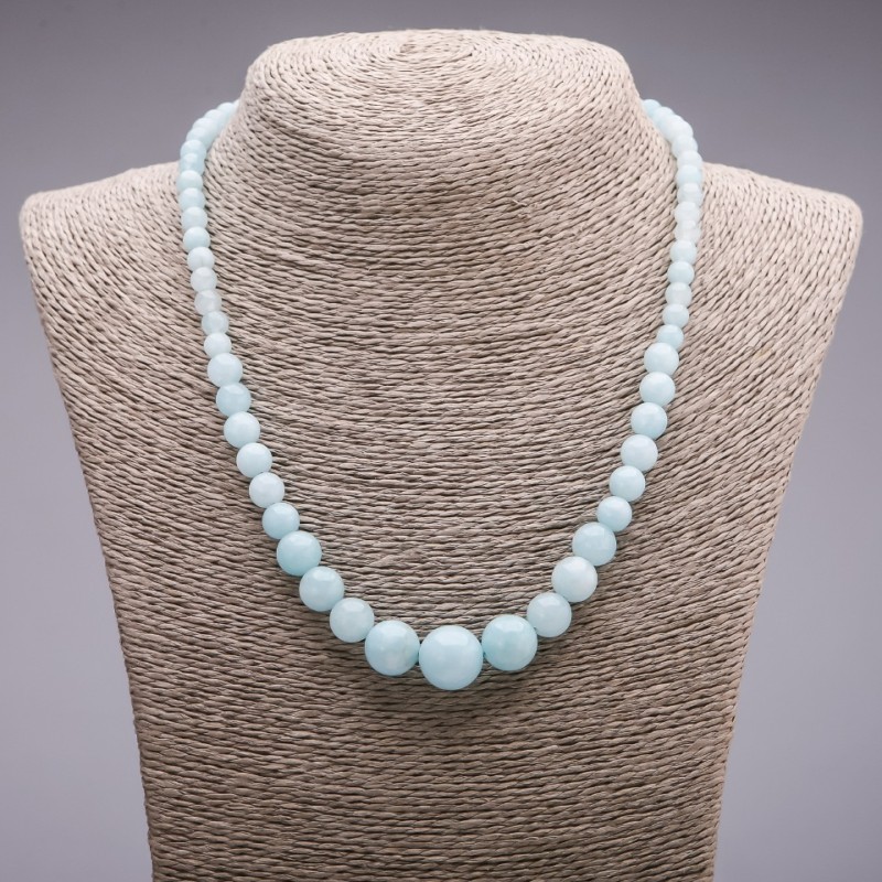 Aquamarine (Imitation) Necklace, Graduated Round Beads, Diameter 6-14mm, Length 45cm