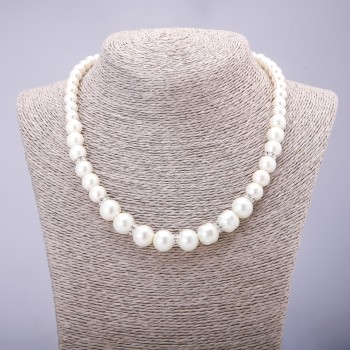Pearl-Style Necklace (Acrylic) Ivory with Rondelle Inserts, Diameter 8-12mm, Length 42-48cm
