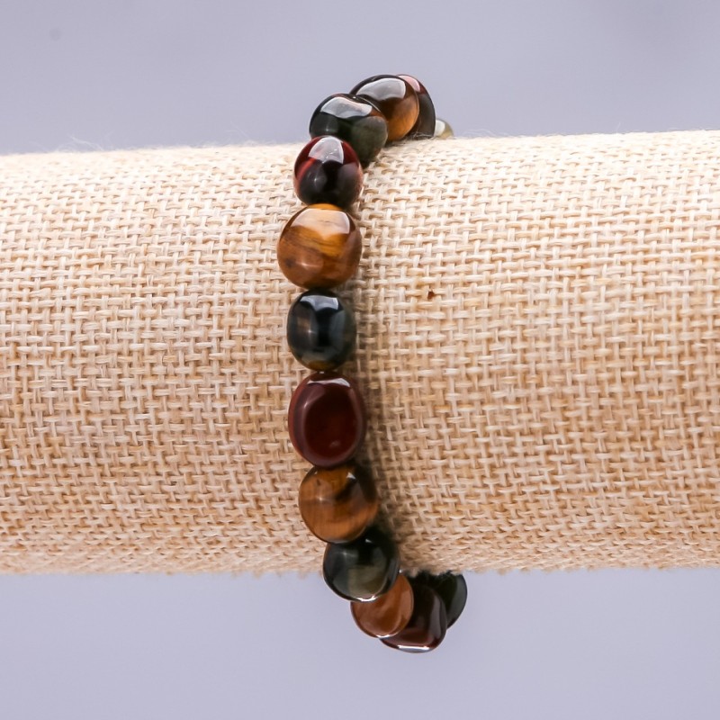 Tiger's Eye, Bull's Eye, Hawk's Eye Stretch Bracelet, tumbled 8x10(+/-)mm