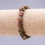 Elastic Bracelet, Bloodstone (Heliotrope) Tumbled 10x12(+/-)mm