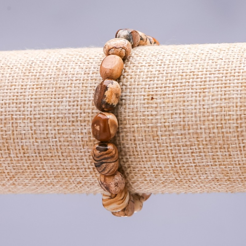Elastic Bracelet, Landscape Jasper Tumbled 8x10(+/-)mm