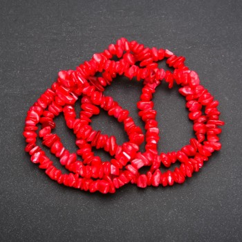 Beads on Fishing Line, Tinted Mother-of-Pearl Chips, Diameter 5-10x2-4 (+/-) mm, Length 80cm