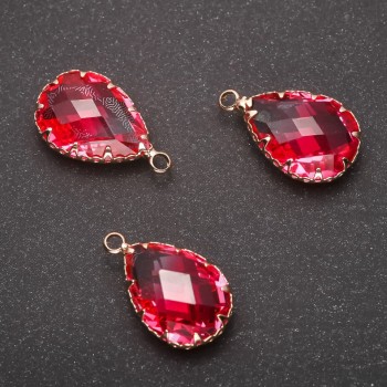 Pendant "Drop" Pink, Gold-Tone Setting 13x21mm