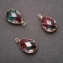 Pendant "Drop" Raspberry-Green, Gold-Tone Setting 13x21mm
